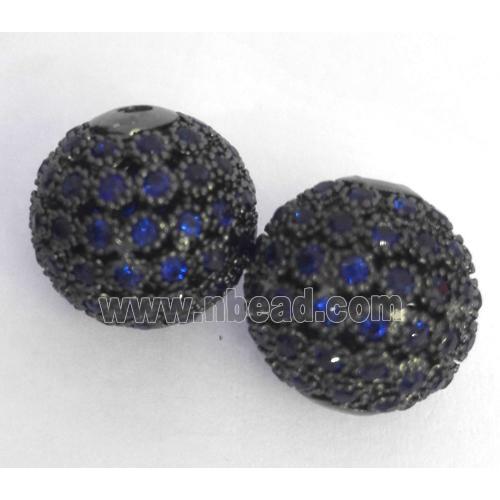 copper bead paved zircon, round, black