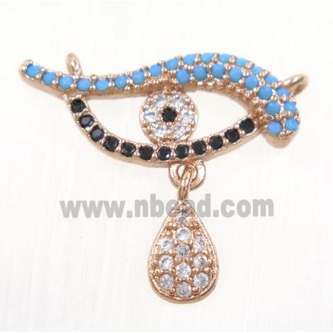 copper Dolphin pendant paved zircon with 2loops, rose gold
