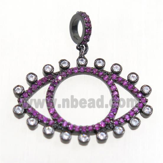 copper Eye charm pendant paved zircon, black plated