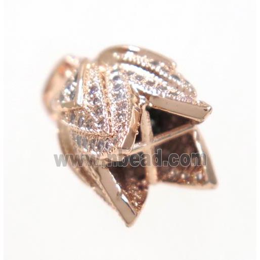 copper budflower pendant paved zircon, rose gold