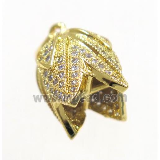 copper budflower pendant paved zircon, gold plated