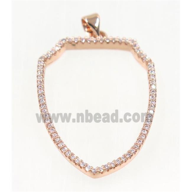 copper Scutum pendant paved zircon, rose gold