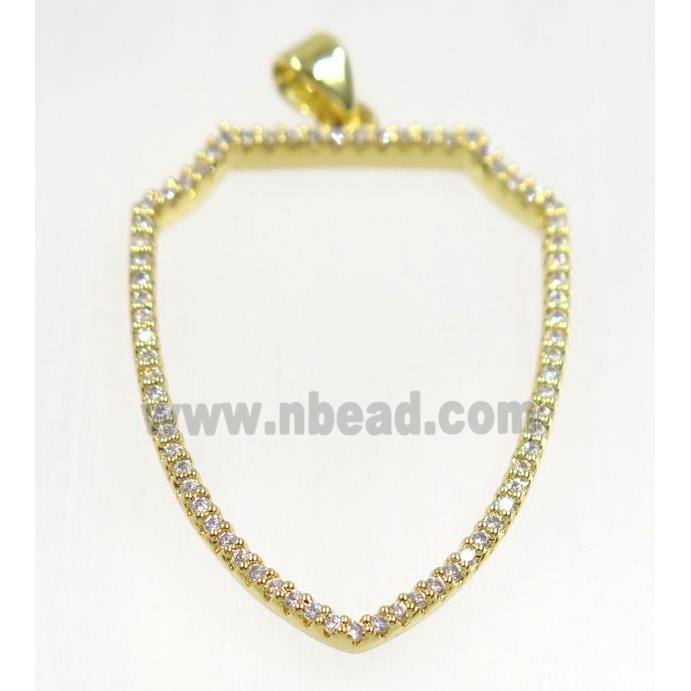 copper Scutum pendant paved zircon, gold plated