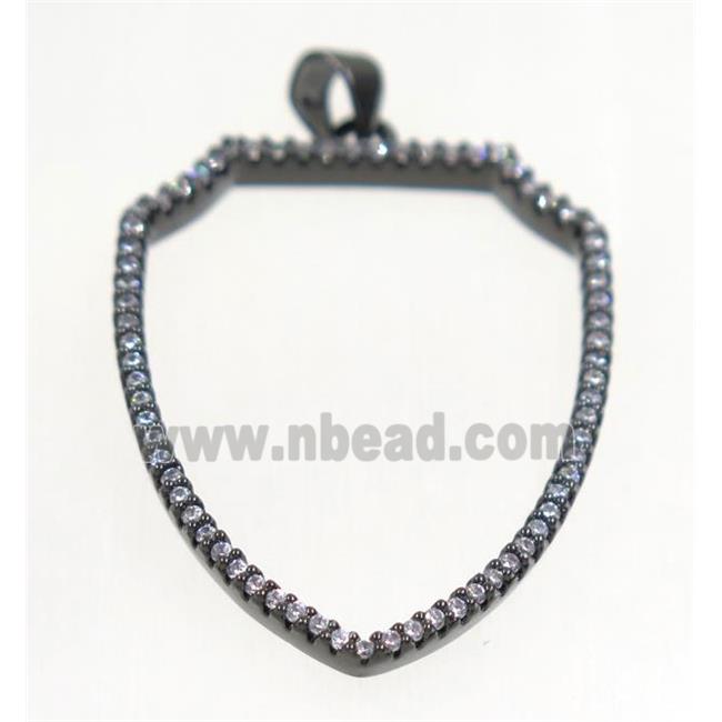 copper Scutum pendant paved zircon, black plated