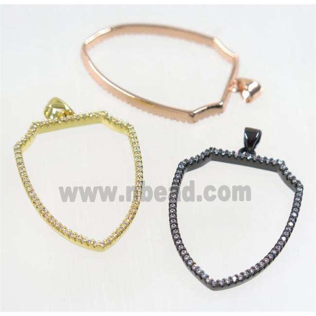 copper Scutum pendant paved zircon, mix color