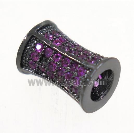 copper bamboo beads paved hotpink zircon, black plated