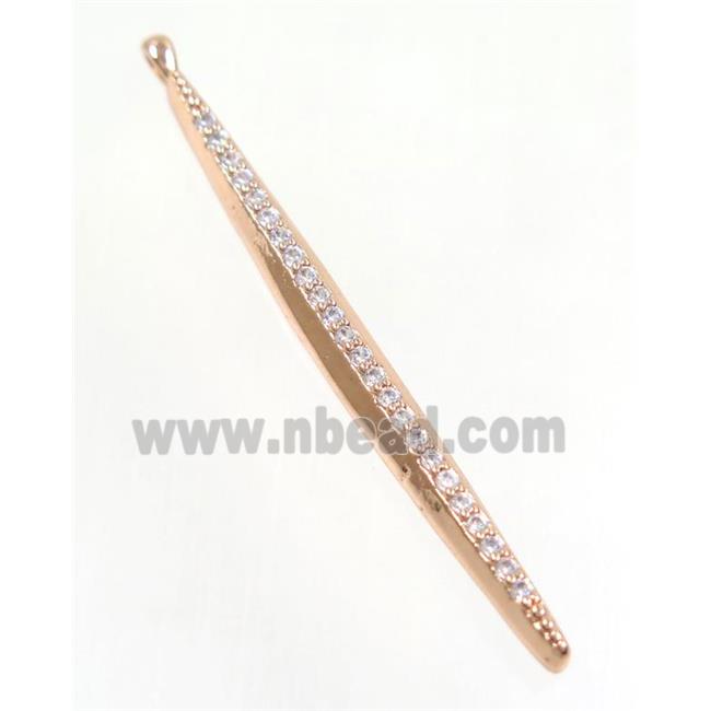 copper stick pendant paved zircon, rose gold