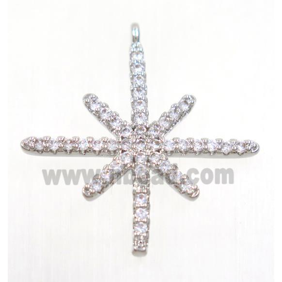 copper northStar pendant paved zircon, platinum plated