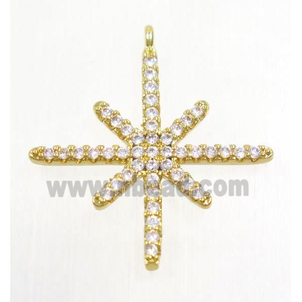 copper northStar pendant paved zircon, gold plated