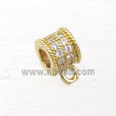 copper hanger bail pave zircon, gold plated