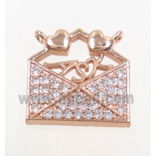 copper pendant paved zircon, rose gold