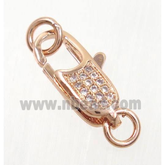 copper clasp pave zircon, rose gold
