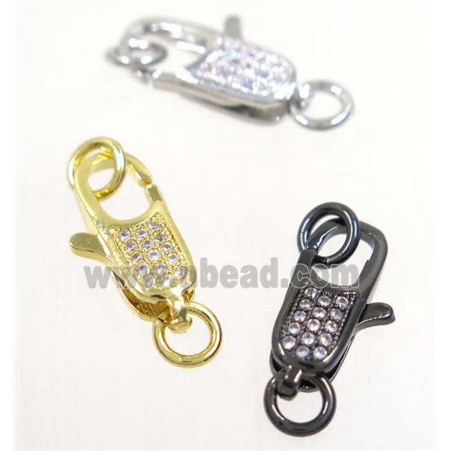 copper Lobster Clasp pave zircon, mix color