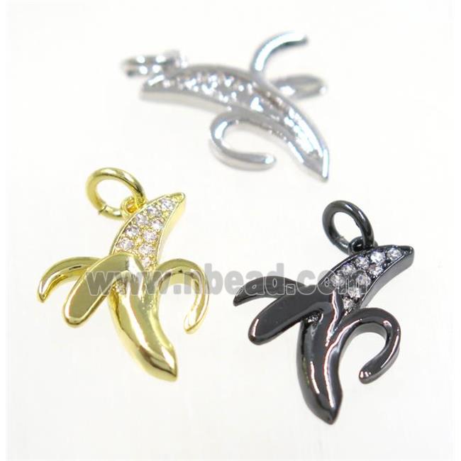 copper Banana pendant paved zircon, mix color