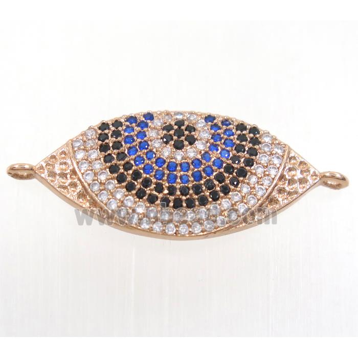 copper eye connector paved zircon, rose gold