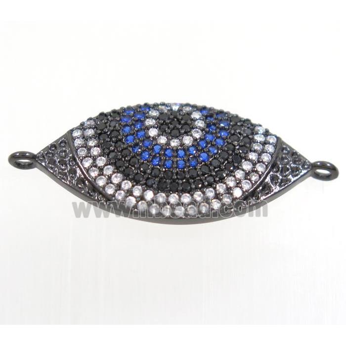 copper eye connector paved zircon, black plated