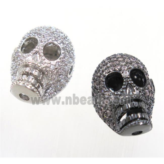 copper skull beads paved zircon, mix color