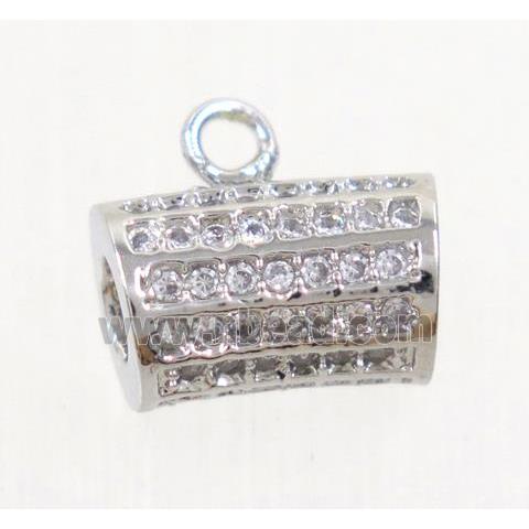 copper hanger bail paved zircon, platinum plated