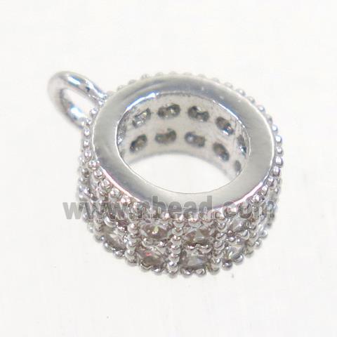 copper hanger bail paved zircon, platinum plated