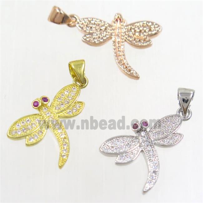 copper dragonfly pendant paved zircon, mix color