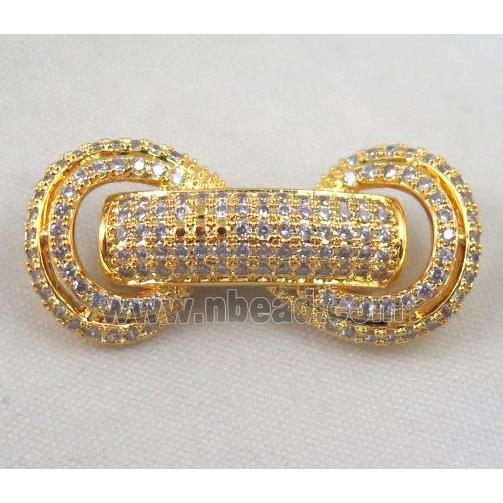copper clasp paved zircon, gold plated