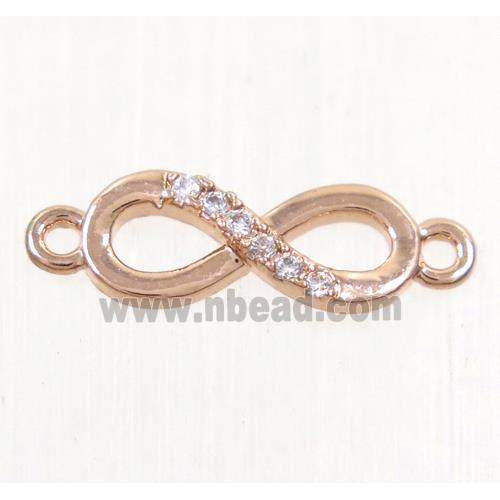 copper infinity connector paved zircon, rose gold