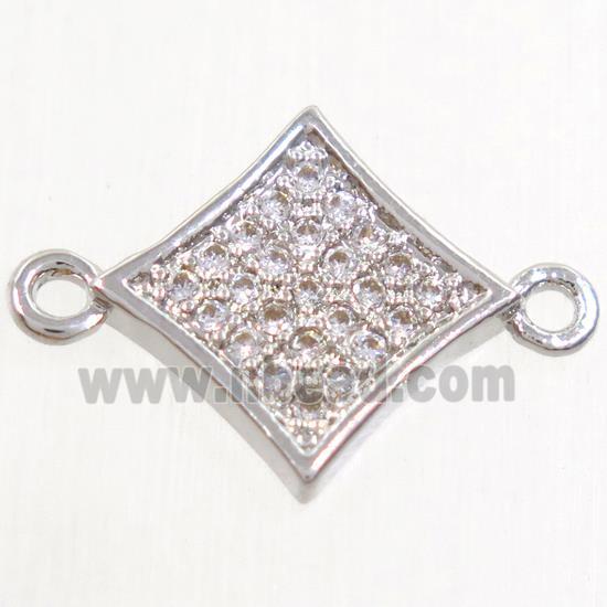 copper star connector paved zircon, platinum plated