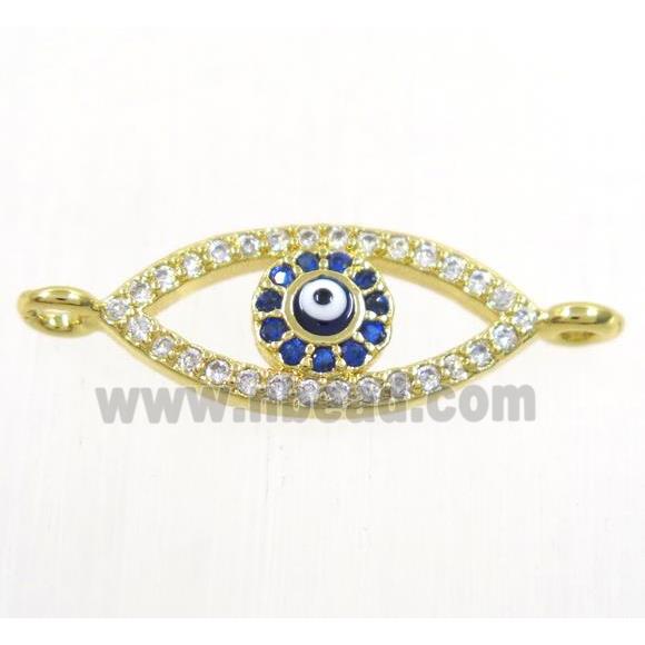 copper evil eye connector paved zircon, gold plated