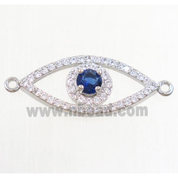 copper eye connector paved zircon, platinum plated