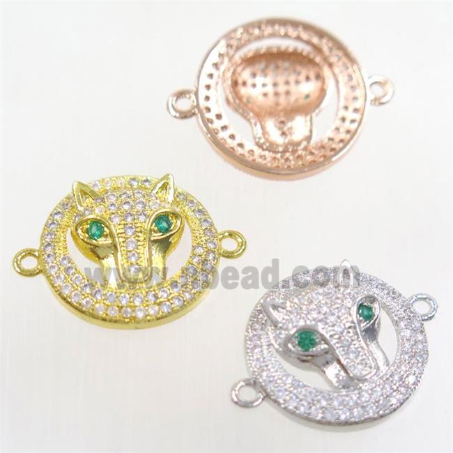 copper foxHead connector paved zircon, mix color