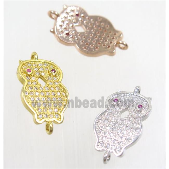 copper owl connector paved zircon, mix color