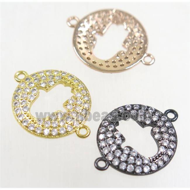 copper hamsahand connector paved zircon, mix color
