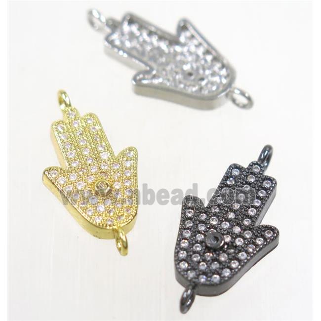 copper hamsahand connector paved zircon, mix color