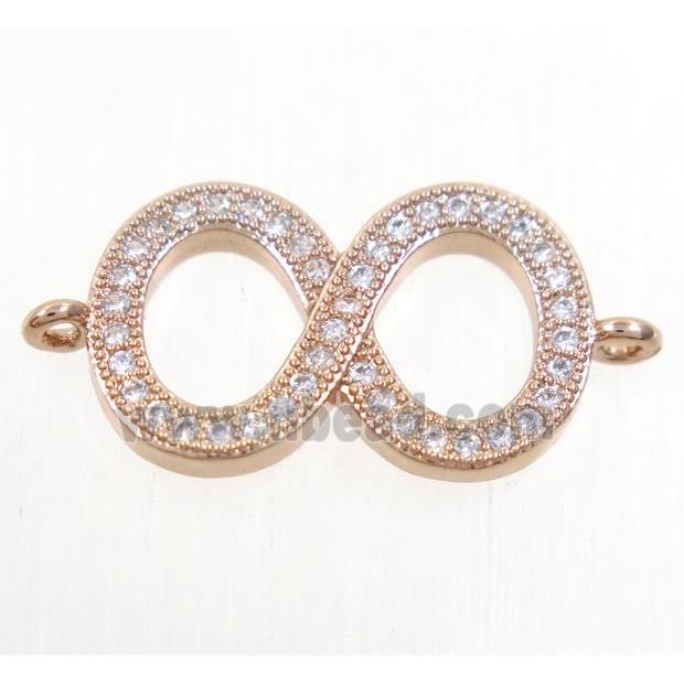 copper infinity connector paved zircon, rose gold