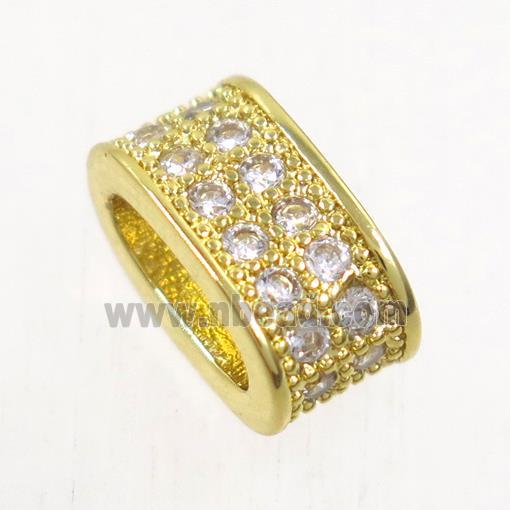 European style copper oval bead paved zircon, gold plated