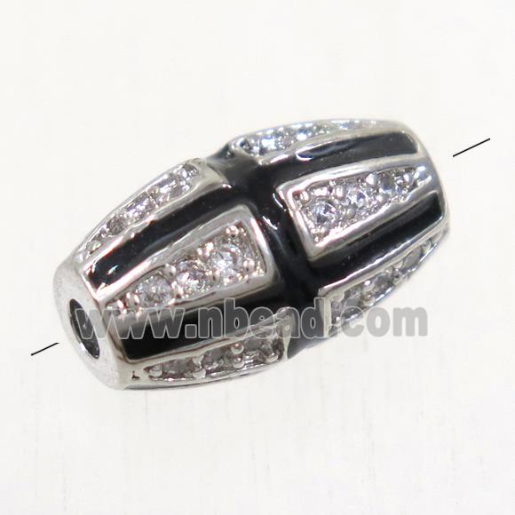 copper oval beads paved zircon, platinum plated