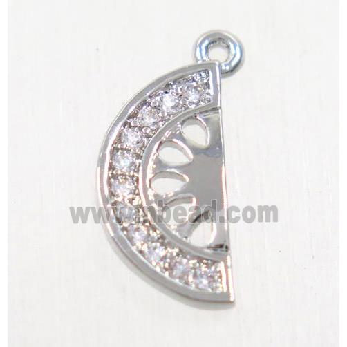 copper watermelon pendant paved zircon, platinum plated