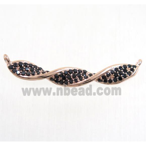 copper pendants paved zircon with 2loops, rose gold
