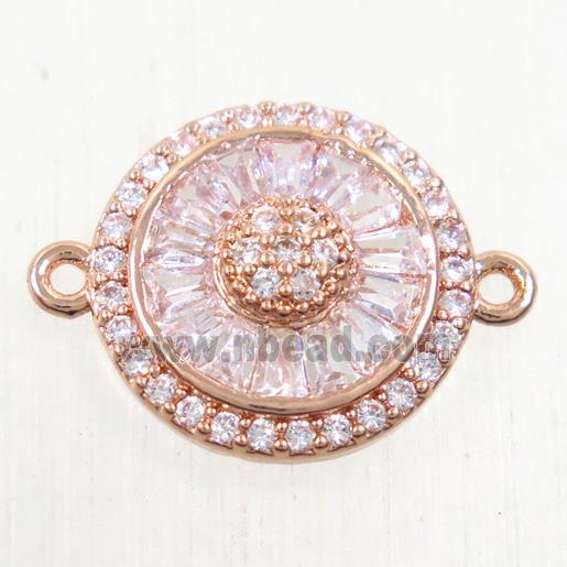 copper sunflower connector paved zircon, rose gold