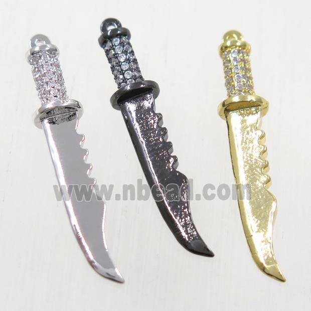copper pendant paved zircon, knife, mix color