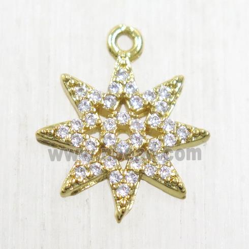 copper star pendant paved zircon, gold plated