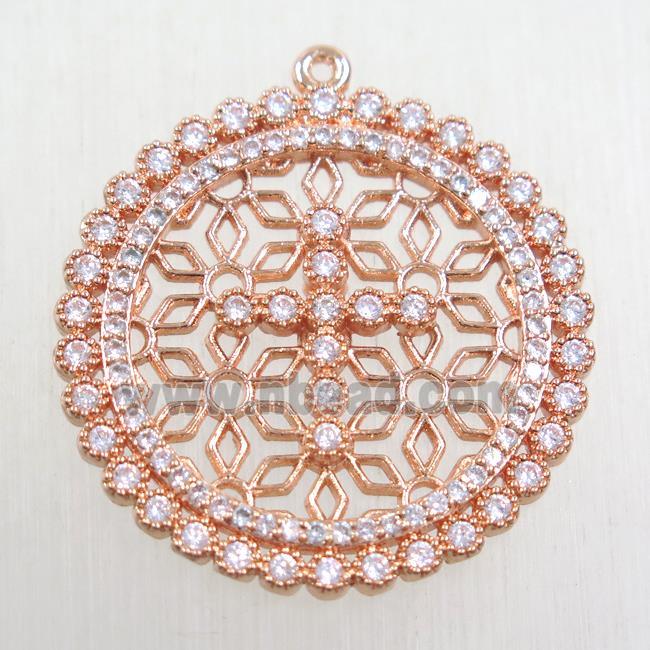 copper pendant paved zircon, rose gold