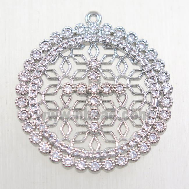 copper pendant paved zircon, platinum plated