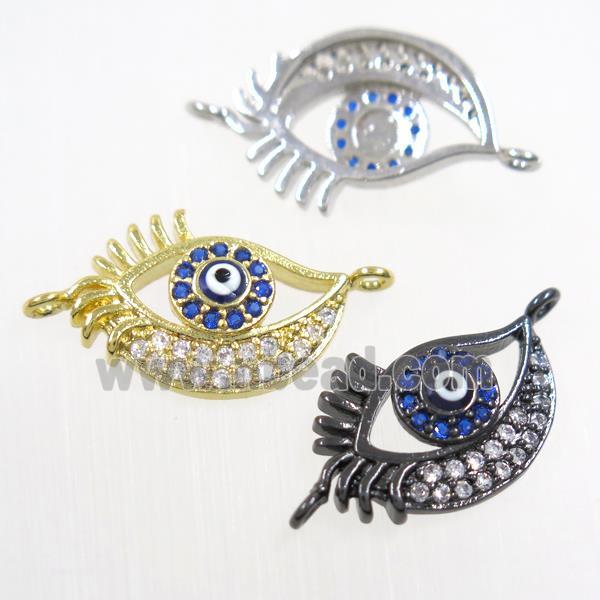 copper connector paved zircon, evil eye, mix color