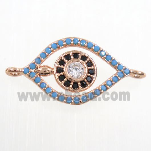 copper eye connector paved zircon, rose gold