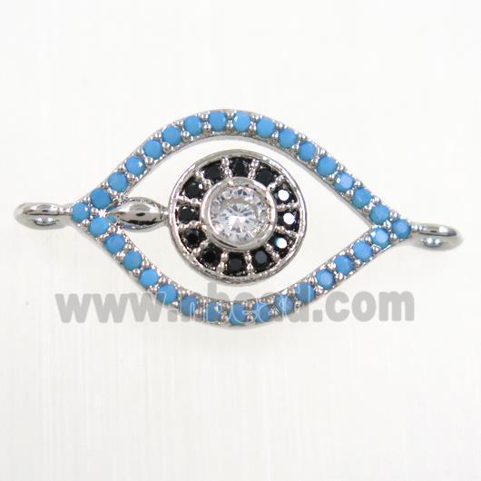 copper eye connector paved zircon, platinum plated