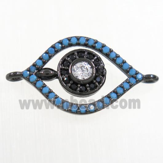 copper eye connector paved zircon, black plated