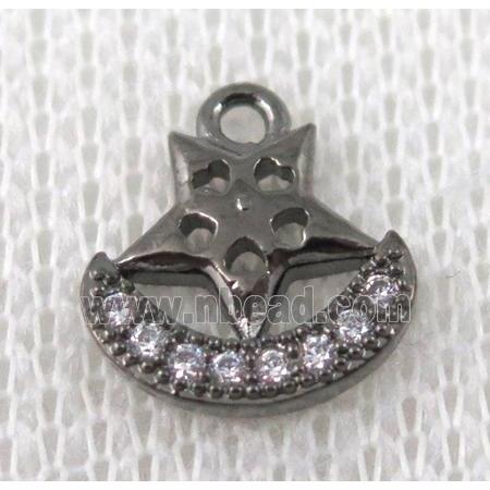 copper pendant pave zircon, black plated