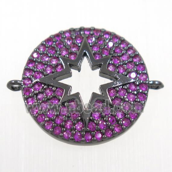 copper Button northStar connector paved hotpink zircon, black plated