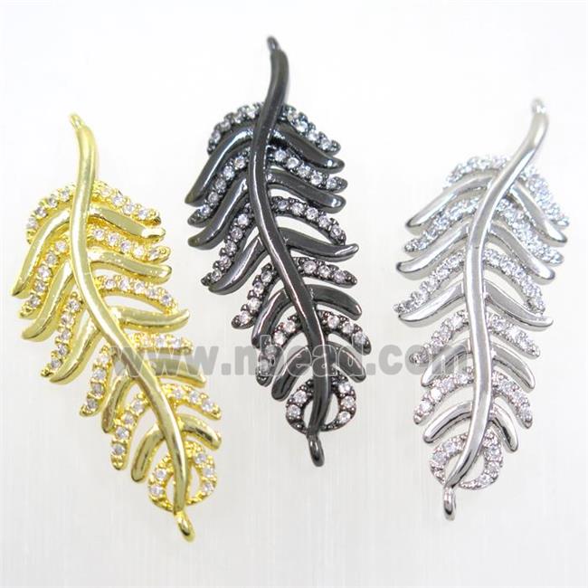 copper Leaf connector paved zircon, mixed color